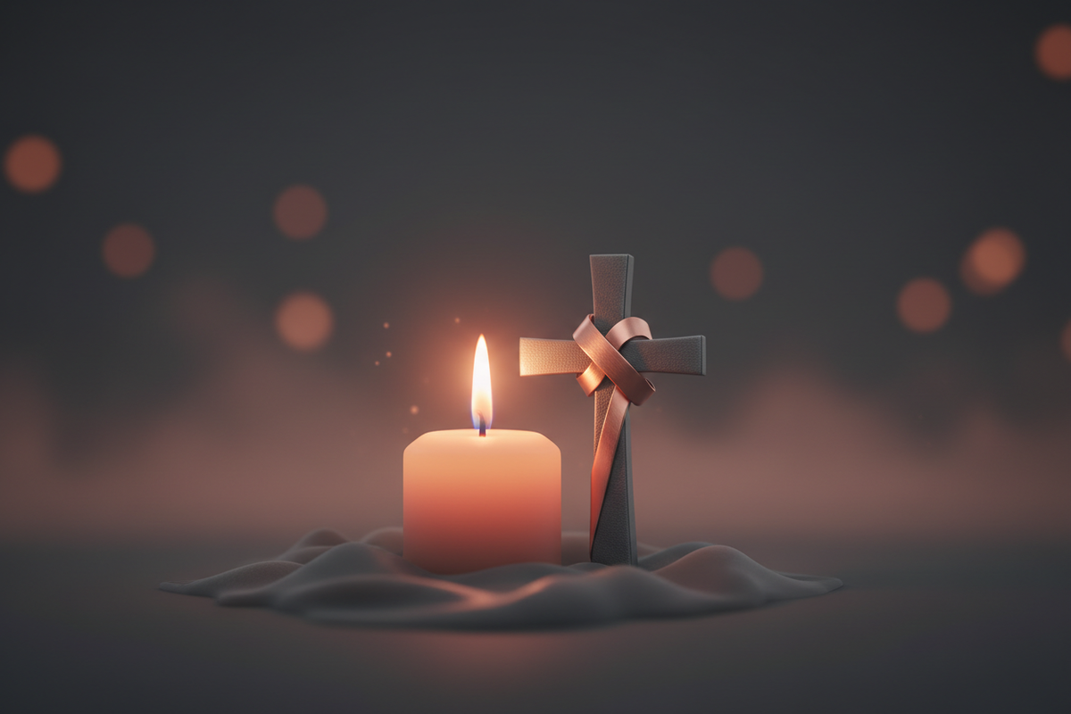 Memorial Background with Cross and Candle